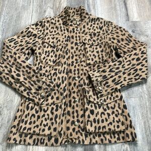 RACHEL Rachel Roy Denim Tan and Black Leopard Zip Up Utility Jacket, size small